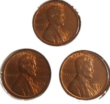 1950-D 1951-D 1952-D Lincoln Wheat Penny Red 1C Gem BU 3 Pc Collection Free Post picture