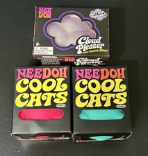 Needoh Lot Of (3) - 1x Cloud Pleaser & 2x Cool Cats (Pink & Green) Sealed picture