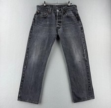 Levis Jeans Mens 33x30 (Fits 31x27) Black Denim 501 Straight Button Fly Y2K 2008 picture