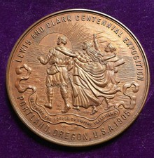 1905 Lewis & Clark Portland OR Expo Large Bronze Award Medal Original Box picture