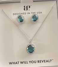BP Gem Society Exclusive Bring back Earrings And Matching Necklace Rhodium Plate picture