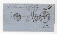 Us To France 1857 New Orleans To Paris Via Calais Us Mail Ss Co. On Steamship picture