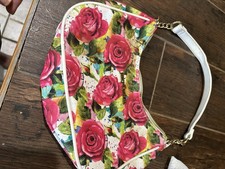Juicy Couture Floral Crescent Shoulder Bag Medium Zip Lined Detachable Strap picture