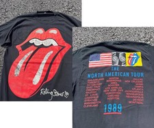 Vintage 1989 The Rolling Stones T-shirt, reprinted, double-sided picture
