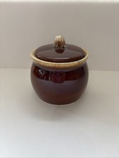 Vintage Hull Pottery Sugar Bowl with Lid Brown Drip Glaze Oven Proof Made in USA picture