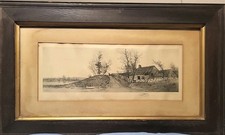 ETCHING ANTIQUE E L FIELDS COTTAGE 1891 Radtke & Lauckner 17.25 x31