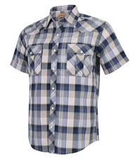 ⁠CoevalsClub Mens Short Sleeve Plaid Western Shirt Pearl Snap Button Down shirts picture