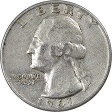 1961 D Washington Silver Quarter Circulated 25c Coin Collectible picture