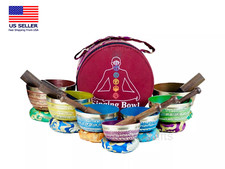 SALE 7 Chakra Healing Singing Bowl Set of 7 Colors Tibetan Sound Meditation Bowl picture