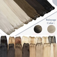Double Weave Sew in Hair Extensions Weft Brazilian Remy Human Hair Full Head100g picture