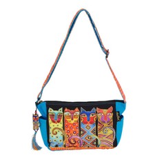 Laurel Burch Feline Clan Canvas Crossbody Cat Tote Handbag Purse  - LB6102 picture
