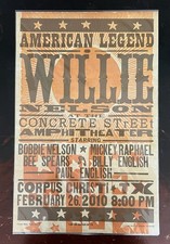 Rare WILLIE NELSON Concert Poster Hatch Show Print 2010 Corpus Christi TX #/75 picture
