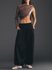 ·Anthropologie· Daily Practice Black Foldover Balloon Pants picture