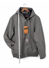 NWT Carhartt J130 Washed Duck Insulated Active Jacket Gray GVL Hooded Workwear picture