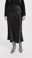 Reformation NWT Layla Black Satin Midi Slip Skirt Size 6 $195 picture