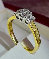 Vintage 18K Gold Platinum 3-Stone Diamond Ring 1.57 CTW Size 8 w/ Appraisal picture