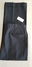 BROOKS BROTHERS Men Relaxed Fit Pleated USA Wool Dress Trouser Pants 34x30 Black picture