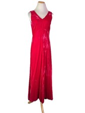 Vintage 1970s Homemade Maxi Dress Jacket Set Hot Pink Velvet Fits S picture