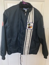 Vintage Ford Cobra Racing Jacket Medium Shelby Mustang Fur Lined Pit Bomber Blue picture