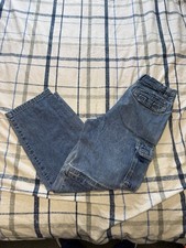 Faded Glory Zip Off Convertible Denim Cargo Jeans Mens 33x32 Y2K Shorts picture