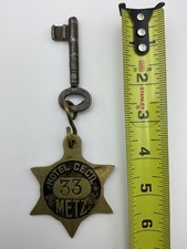 RARE ORIGINAL HOTEL CECIL METZ FRANCE SKELETON ROOM KEY AND FOB #33 picture