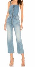 NEW HUDSON CANNON AVALON DENIM ZIP FRONT CROP JEANS OVERALLS SZ 24 $265 JUMPSUIT picture