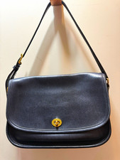 Vintage Coach City Bag 9790 Black Leather Brass Turnlock Crossbody G7I-9790 picture