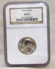 1944-D 25C Washington Quarter PCGS Graded MS67 in Plastic Holder  picture