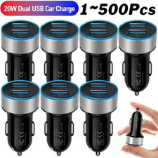 1-500x USB-C Car Chargers Dual Port QC 3.0 2.4A + 18W Wholesale Bulk Lot UNICORN picture
