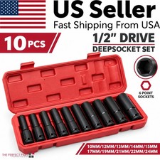 10PCS Metric Deep Impact Socket 1/2