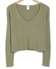 NWT Abound Long Sleeve Ribbed V-neck Cropped Top Size S picture