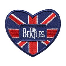 The Beatles Union Jack Heart Embroidered Iron On Patch picture