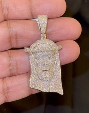 5.20 CARAT CERTIFIED LAB GROWN DIAMONDS STERLING SILVER 2.25 INCHES JESUS CROSS picture