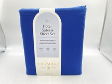 Threshold 800 TC Thread Count Full Hotel Sateen Sheet 6pc Set Graphite Blue picture