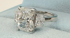 IGI Certified 3.50 Carat D VS1 Radiant Cut Lab Grown Diamond 950 Platinum Ring picture