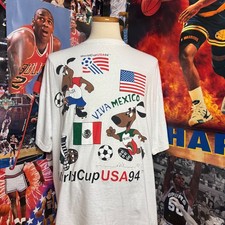 Vintage 1994 World Cup USA Viva Mexico Striker Mascot Futbol Soccer Shirt Sz 3XL picture