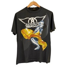 Vintage Aerosmith Just Push Play Tour 90s Band Concert Sz L T-Shirt REPRINT picture
