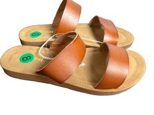 Cushionaire Imelda 2-Band Slide Sandals Tan Women’s Size 8M picture
