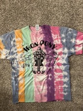Delta Pro Weight Men’s L Multicolor Tie-Dye Iron Pony Graphic Tee Crew Neck picture