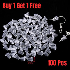 100pc Silicone Earring Backs 5mm x 4mm Cone Shaped Backing Soft Stopper Rubber picture