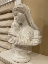 ANTIQUE RAPHAELLE MONTI  1871 “THE MOTHER” CHALKWARE BUST BY ALEXANDER BACKER CO picture