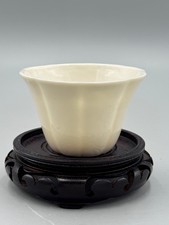 Antique Chinese 20th c. Dehua White Porcelain Incised Crane Pattern Tea Cup picture
