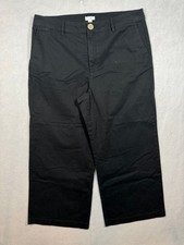 J.Jill Wide Leg Crop Pants Black Cotton Stretch Casual Chino Women's Size 14 picture