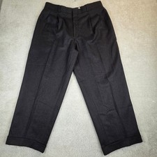 Vtg Britches of Georgetowne Mens Grey 100% Wool Pleated Cuffed Dress Pants 38x28 picture