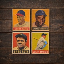 Vintage-Style Souvenir Card Set • 1948-Inspired Paige, Robinson, Ruth & DiMaggio picture