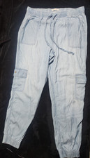 Y2K C&C California 100% Lyocell Cargo Pants Baby Blue Lightweight Wom Size L picture