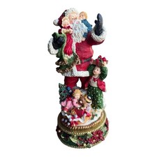 Vintage Classis Musical Christmas Jolly St Nicholas Santa Claus Figurine Elves picture
