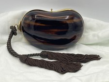 Vintage Saks Fifth Avenue  Tortoiseshell hard Bean Evening Clutch Purse picture