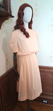 Vtg 1970s/1980s Handmade Peach Puff Sleeve Prairie Cottagecore Day Dress picture
