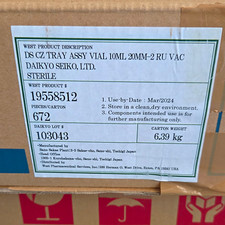 Tray Of 168 Daikyo Seiko DS CZ Tray Assy Vial 10mL 20mm-2 RU VAC West 19558512 picture